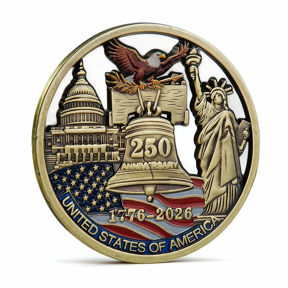 

America 250th Anniversary Challenge Coin Statue of Liberty Commemorative Coin Souvenir 1776-2026 Historical Collectibles