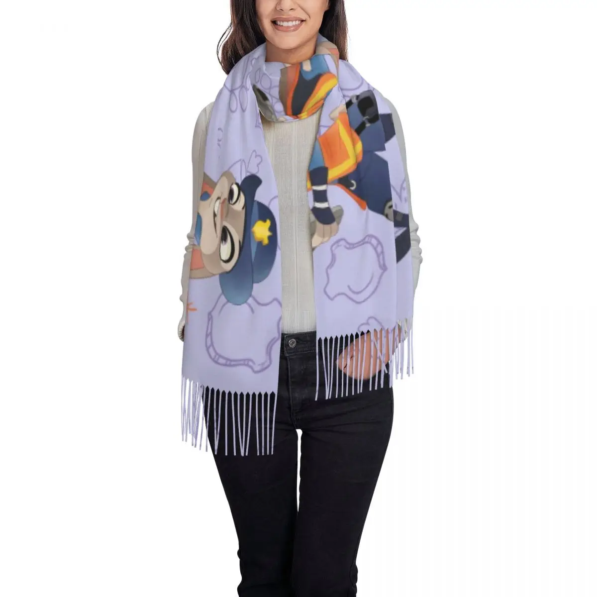 Benutzerdefinierte Druck Judy Schal Männer Frauen Winter Herbst Warme Schals Zootopia Niedlichen Cartoon Schals Wraps