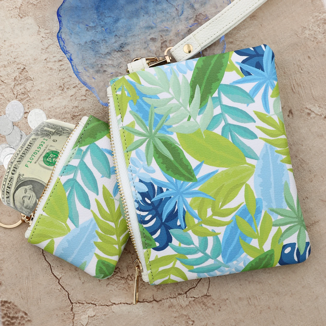 

Leather Wristband Women's Wallet Butterfly Knot Print Card Holder Fashionable Accessory for Ladies