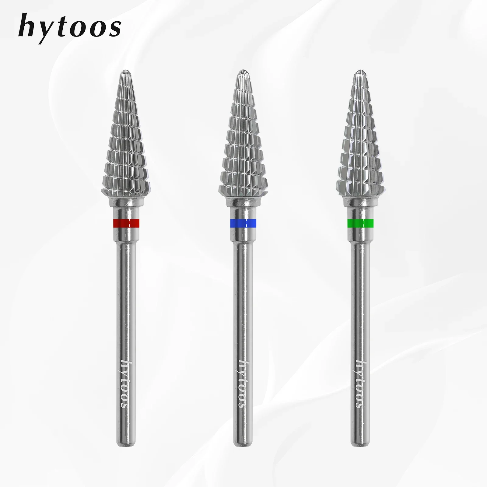 HYTOOS Two-way Cone Nail Drill Bits 15mm Taper Carbide Nail Bit Manicure Soft Gel Removal Nails Edge Cuticle Clean Tool