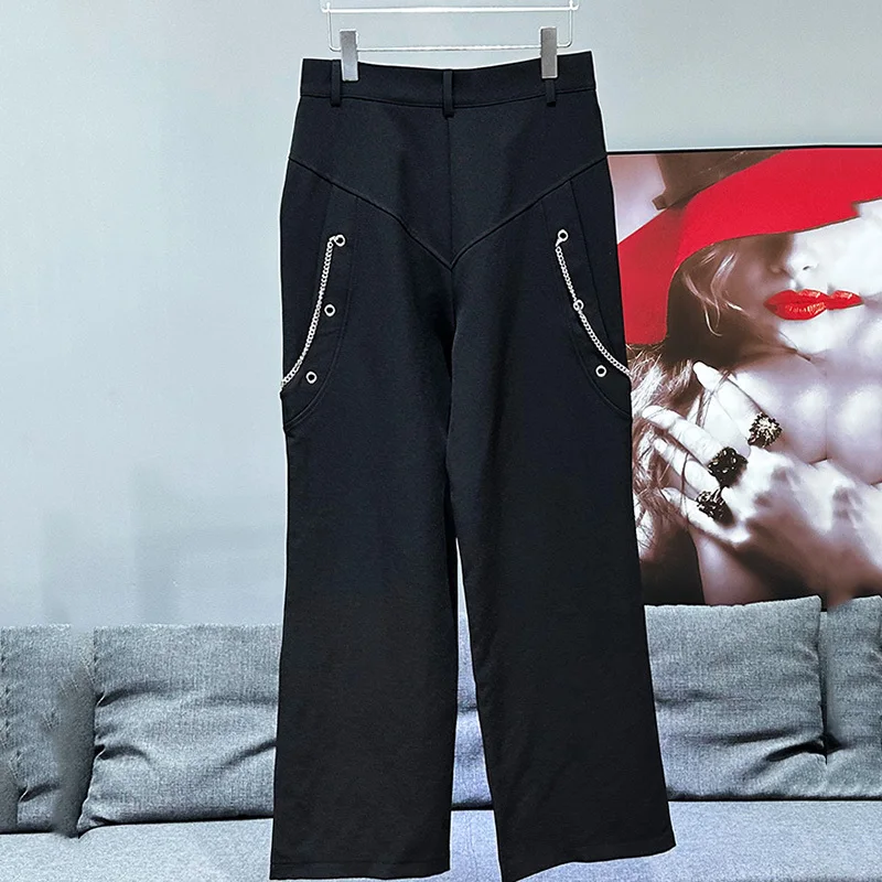 PFHQ American Loose Versatile Metal Multi Zipper Design Casual Pants New Fashion Decoration Straight Leg Trousers 21Z5557