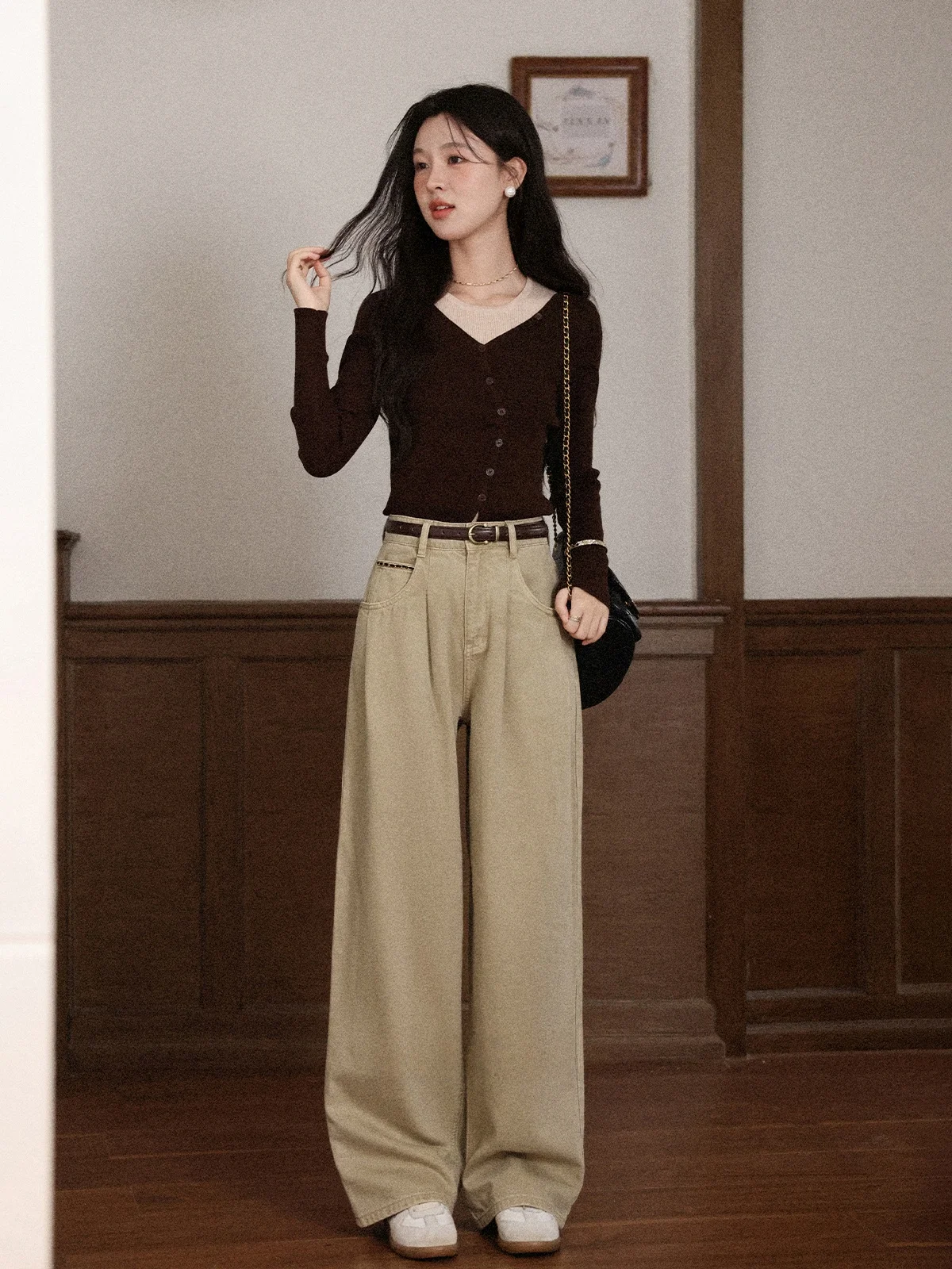 

Женские джинсы на флисовой подкладке с широкими штанинами, прямого кроя, с высокой талией, из денима, для повседневной носки, комфортные, эластичные, осень-зима