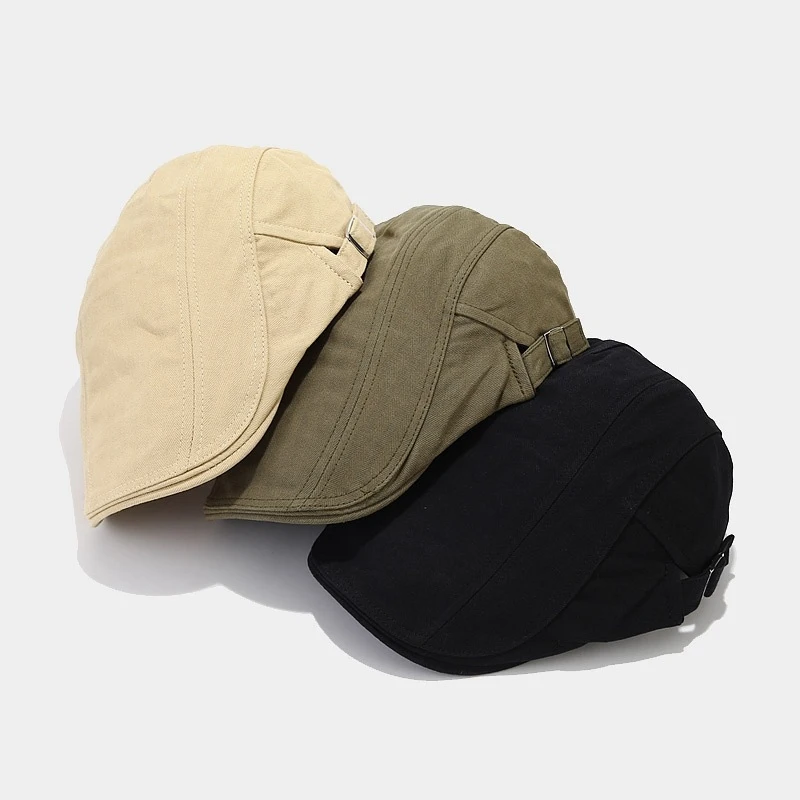 Men Women Cotton Linen Flat Cap Vintage Newsboy Beret Hat Casual Adjustable Peaked Cap