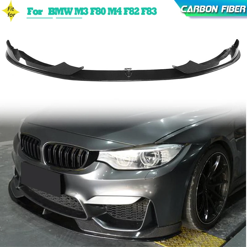

Передний бампер автомобиля из углеродного волокна, разветвители для BMW F80 M3 F82 F83 M4 Sedan Coupe Convertible 2014-2019, защита переднего подбородка для губ