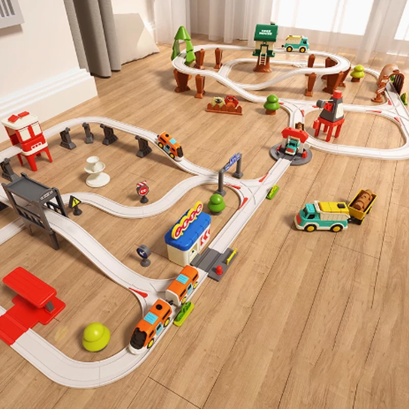 Pista elettrica Piccolo treno Città Tema Assemblaggio Intercambiamento circolare Auto ferroviaria Interazione genitore-figlio Auto ferroviaria per bambini Giocattolo