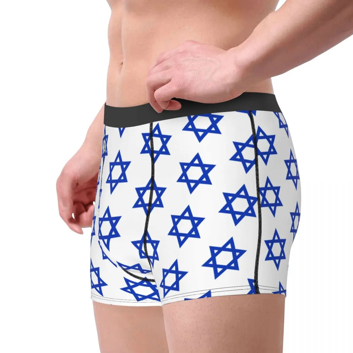 Fashion Star Of David Israel Flag Boxers Shorts Panties Men\'s Underpants Stretch Israeli Pride Briefs Underwear