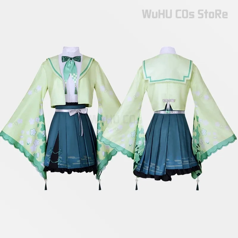 쿠사나기 네네 코스프레 의상 애니메이션 프로젝트 세카이 컬러풀 스테이지 코스 Pjsk 그린 탑 스커트 가발 할로윈 Gilrs 게임 의류c;6,r