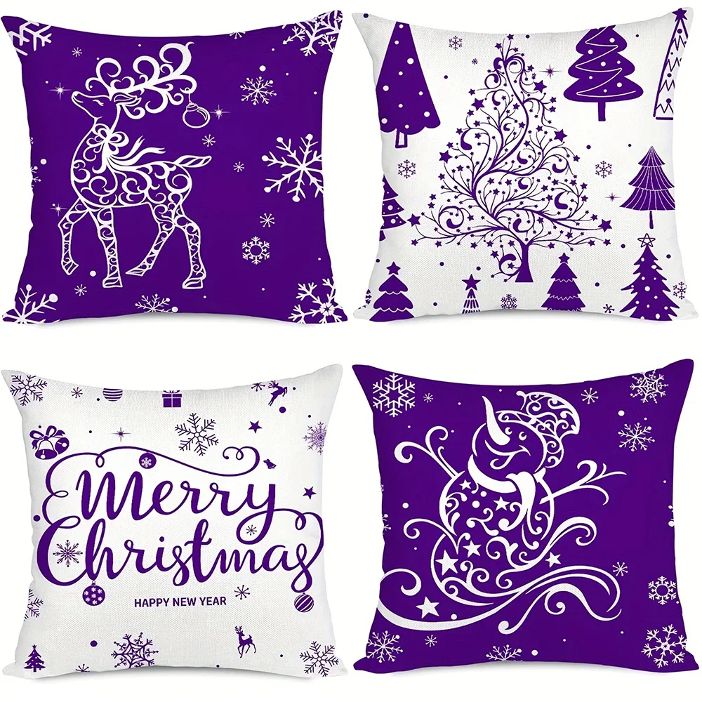 

Фиолетовая рождественская наволочка для дома, праздника, вечеринки, украшения, наволочка, подходящая для комнаты, гостиной, дивана, наволочка