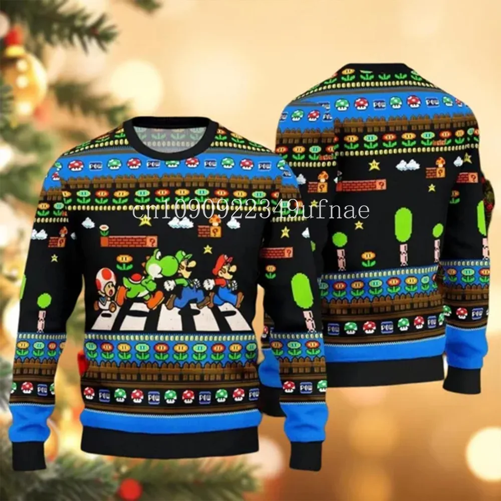 2025 Disney Christmas Sweater Men and women 3d Ugly Christmas sweater Ugly Christmas Super Mario Sweater Animated Christmas gift