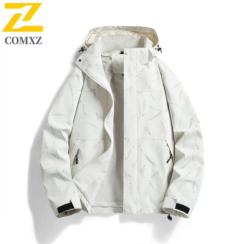

COMXZ High Fashion Male Jacket Camo Solid Color Hooded Camping Lightweight Windbreaker Outdoor Climbing Windproof Autumn Coat
