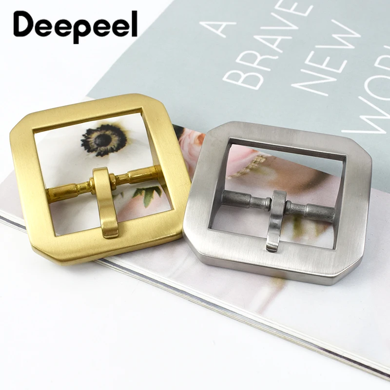 Deepeel 40mm Pure Brass Belt Buckles Men Pin Buckle Stainless Steel Belts Head DIY Leather Craft Accessory for 38-39mm Waistband