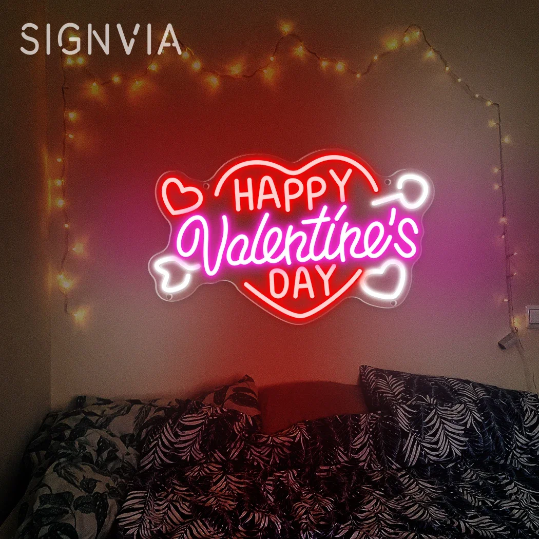 

Happy Valentine's Day Neon Sign LED Engagement Decoration Cupid's Love Sign Light Bedroom Romantic Neon Sign Board Wall Decor