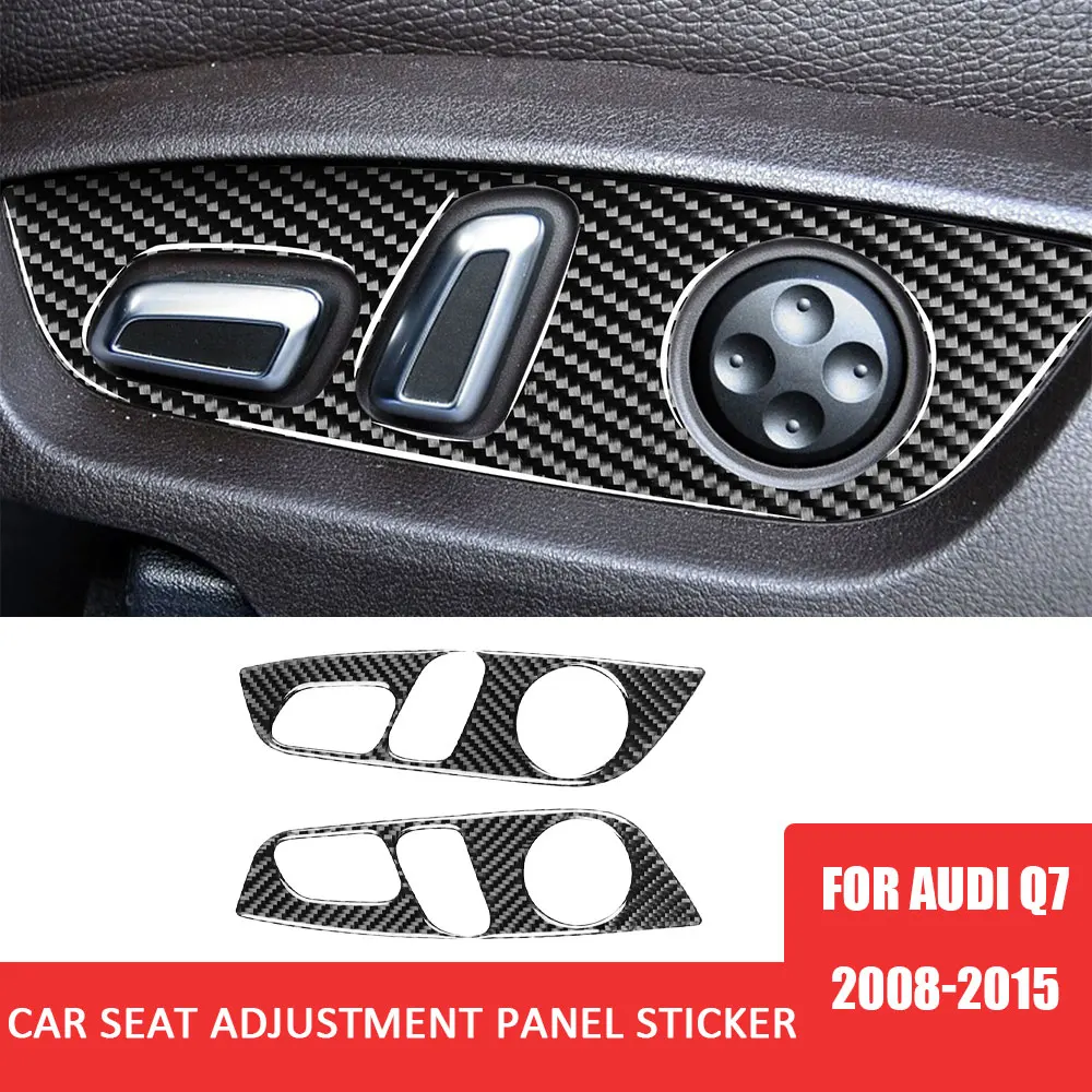 

2pcs Car Seat Adjustment Panel Trim Stickers for Audi Q7 2008-2015 Real Carbon Fiber Decal Auto Interior Accessories