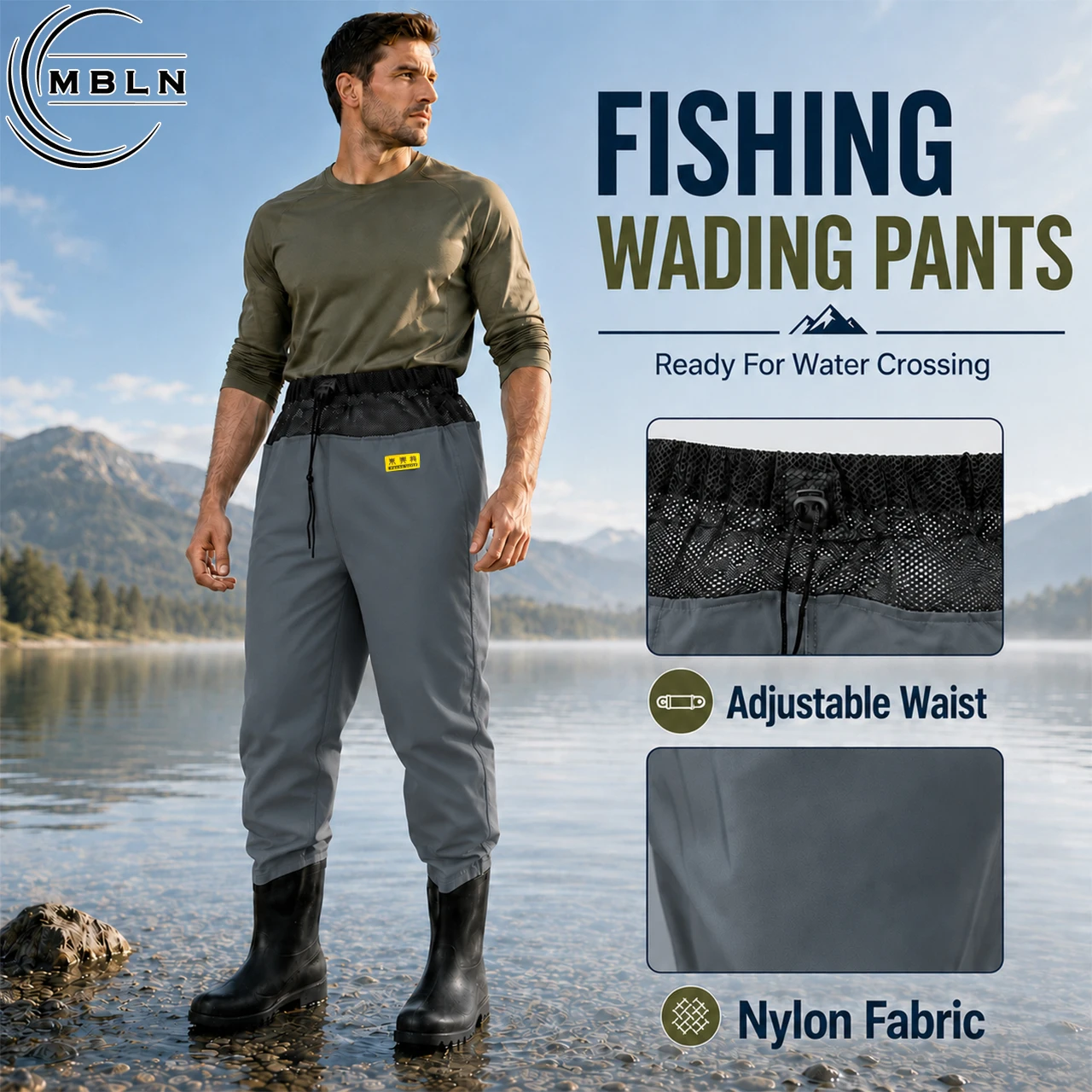 Rutschfeste Angelstiefel-Overalls, Wasserdichte Outdoor-Ausrüstung für Camping, Jagd, Angeln und Bachwanderungen – Detail 1