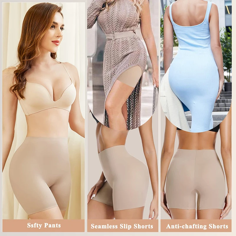 Seamless Safety Pants for Women Anti Chafing Boyshorts Underwear Nylon mid Waist Briefs Comfortable Home Clothes