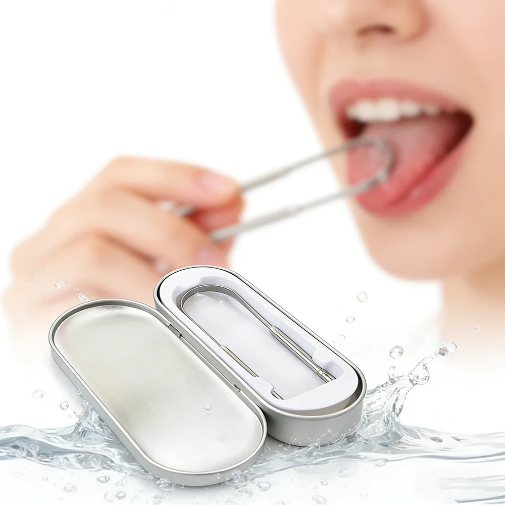 

Многоразовый металлический очиститель для языка: эргономичный дизайн, инструмент для ежедневной гигиены полости рта, освежает дыхание, удаляет налет с языка для взрослых