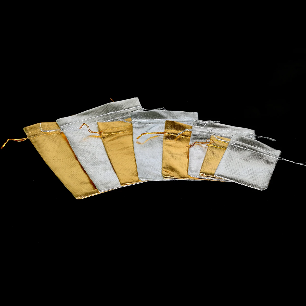 

10pcs Gold/Silver Organza Jewelry Pouches 7x9/9x12/10x15/13x18cm Drawstring Wedding Gift Bags Jewelry Packaging