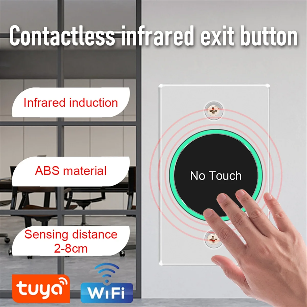 Tuya WiFi Porta Interruptor Inteligente Sair, Botão de Liberação, Sem Toque, Indução Infravermelha, Controle de Acesso, Controle Remoto B