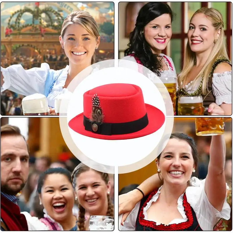 Oktoberfest Hat Costume German Hat Oktoberfest Outfits Women Oktoberfest Costume Accessories With Feathers Emblems For