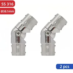 2 pcs 38.1MM Handrail Corner Connector Adjustable Stainless Steel Handrail Fitting Mirror Polished for 38.1mm Stair Railing