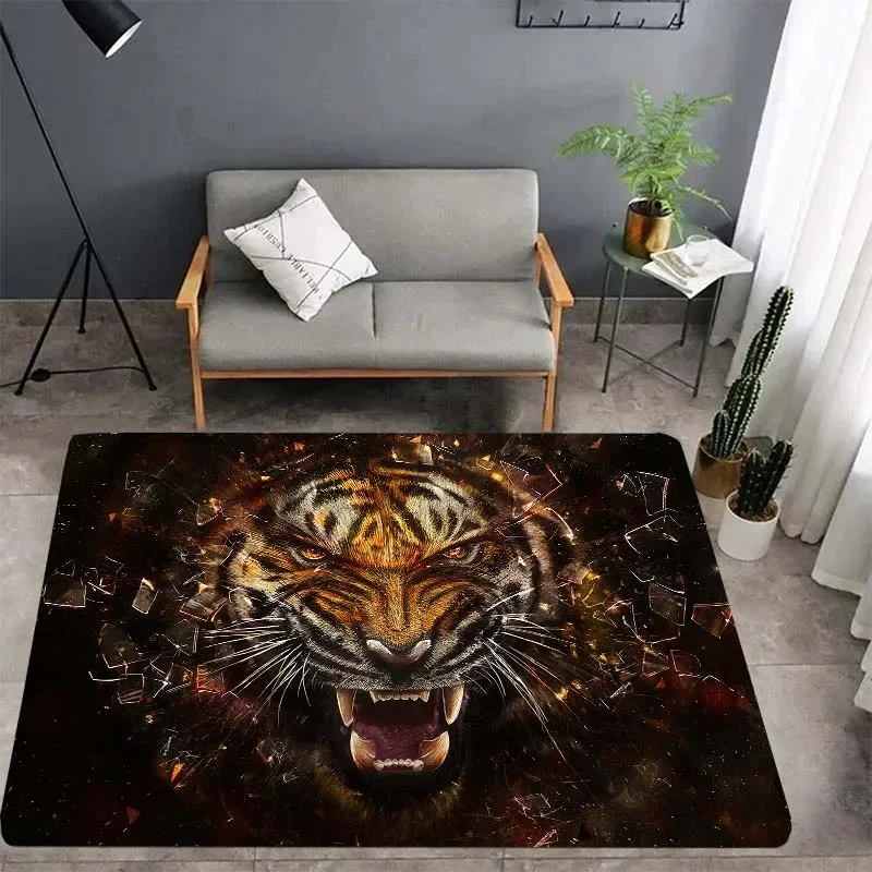 Tiger print carpet, living room bedroom housewares children's room baby mat, bathroom kitchen non-slip carpet birthday present