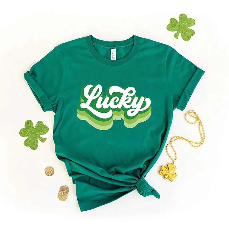 Retro Lucky Shirt Vintage St Patricks Day T-Shirt Cute Lucky St Pattys Tee St Patrick Tees Patricks Lucky Shirts Harajuku Tops