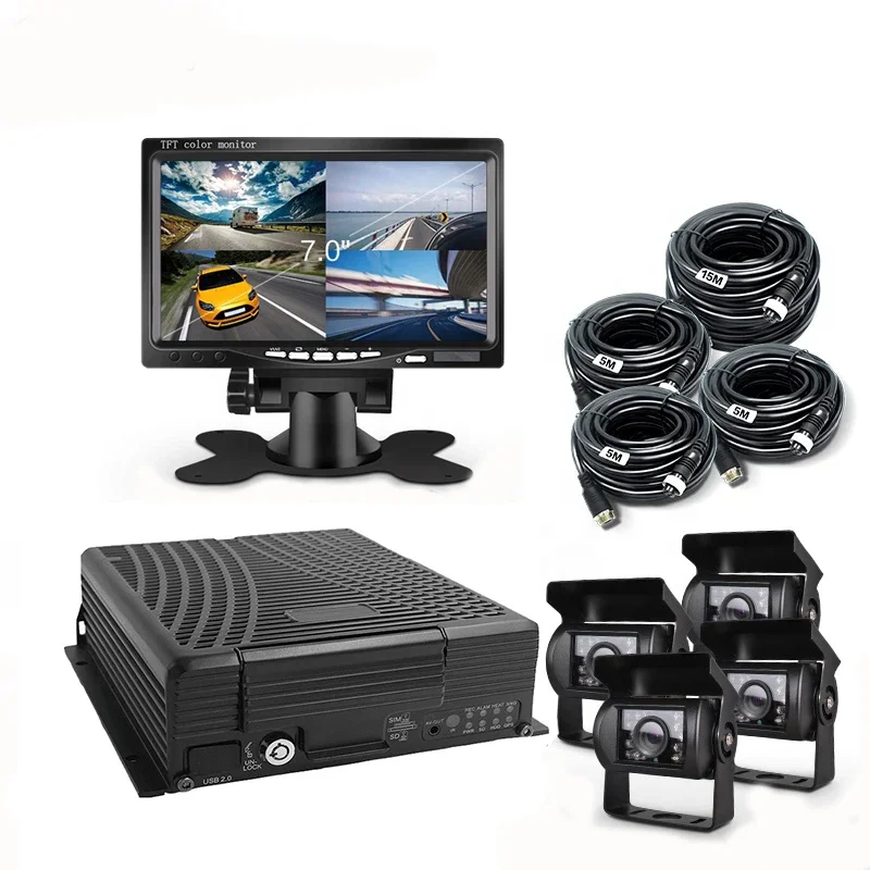 4 Channel Car Dvr 4ch MDVR Mobile Video Recorder Vehicle Dvr Car Security Camera System Video Register Automobile DVR Camara Kit