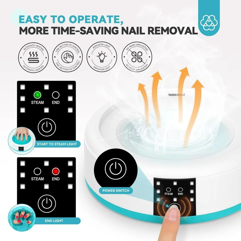 Pro Steam Nail Polish Remover: Nail Soaking Bowl Automatic Heating Gel & Acrylic Removal System for Salon & Home Use​​
