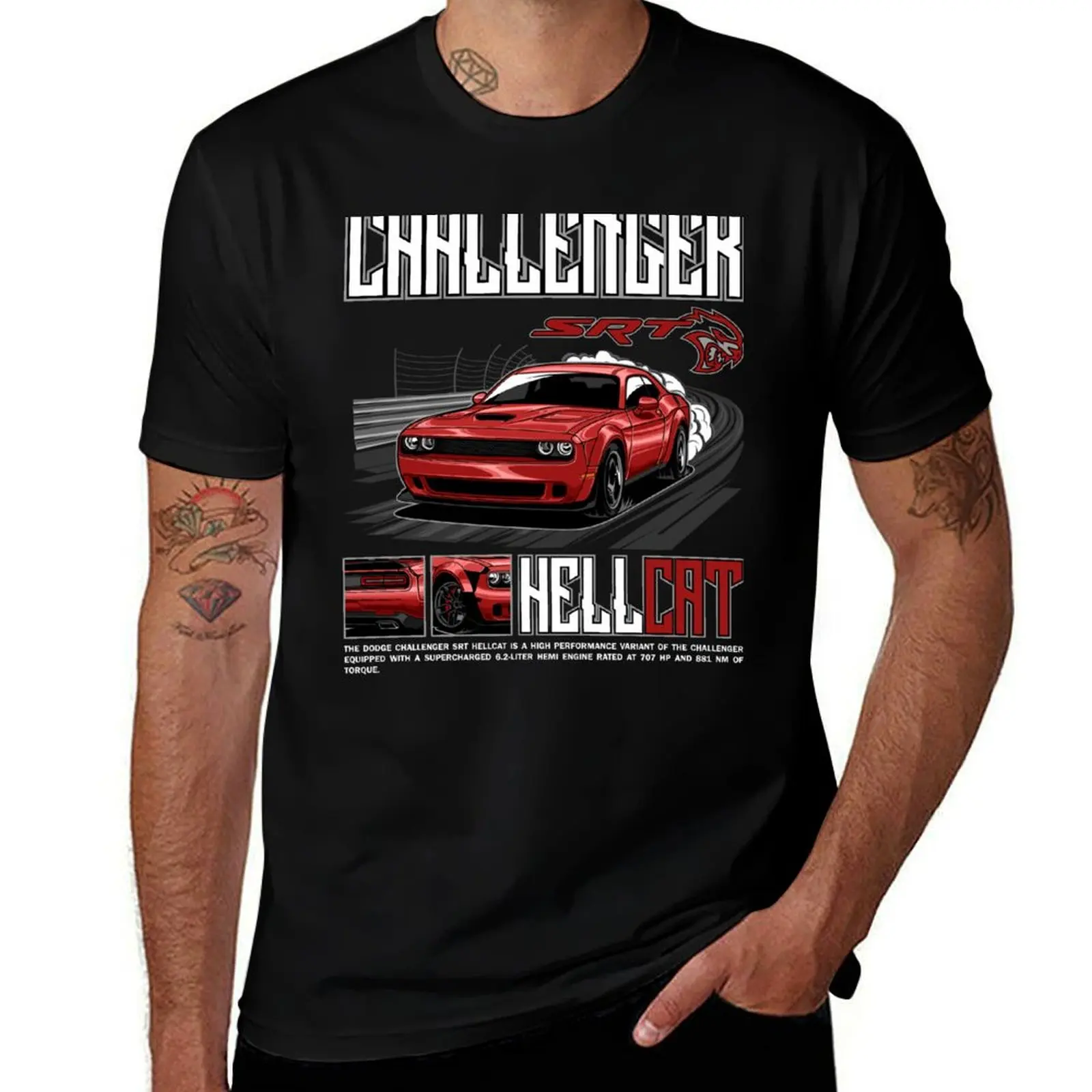 Challenger SRT Hellcat T-Shirt quick-drying aesthetic clothes T-shirt men