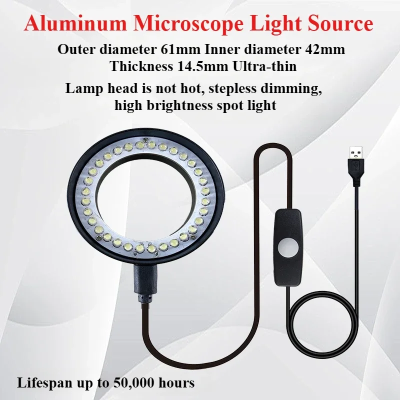 Electron Microscope Light Source Mounting Size 48mm dust and oil-proof LED light with Dust Mirrorfor for Cell Phone Repair