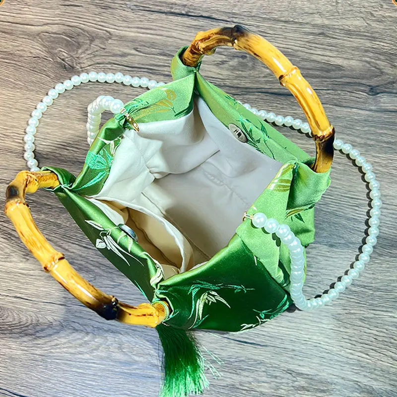 

Сумочка с вышивкой в китайском стиле, ретро жемчужная сумка через плечо Hanfu Qipao, национальный кошелек на плечо для женщин, свадебный вечер