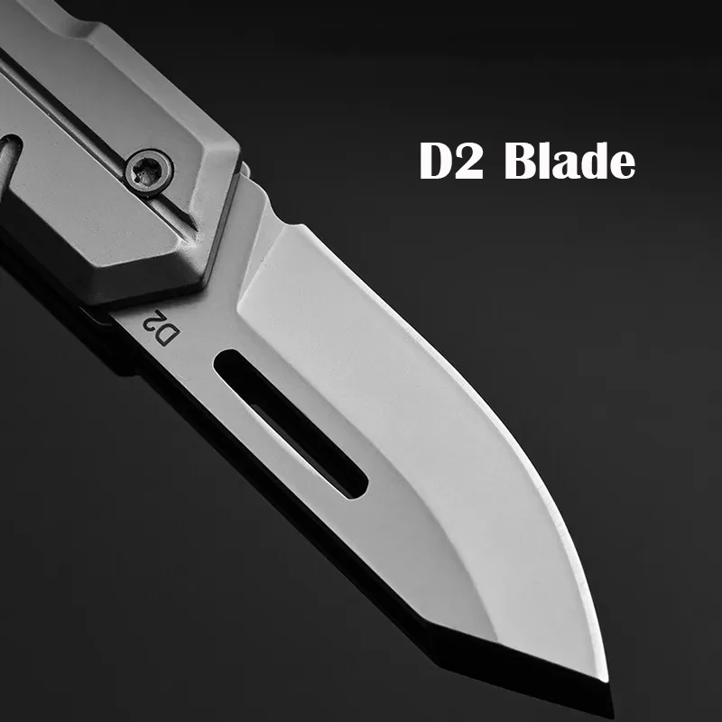 D2 Blade Folding Knife Quickly Open Mini Pocket Knife High Hardness Handle EDC Outdoor Hunting Equipment Letter Survival Tool