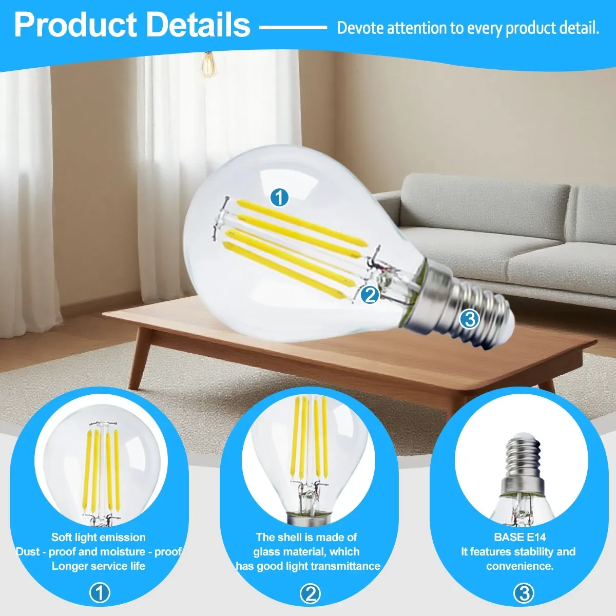 Imagen 7: 3 uds E27 E14 B22 bombilla Retro Edison 220V A60 G45 ST64 G80 G95 G125 filamento ampolla Vintage bombilla incandescente lámpara Edison
