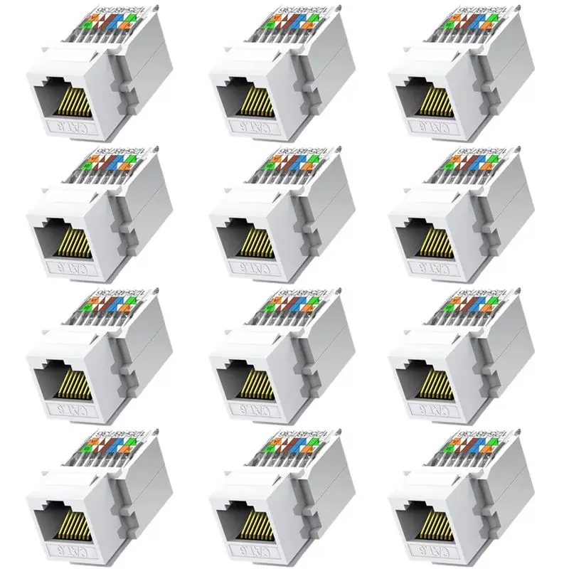 ABJG-RJ45 Toolless Coupler 12PCS Cat6 Female To Female Ethernet Module Jack Gigabit Panel In For Patch Panel