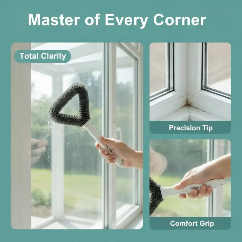 Triangular Window Screen Cleaning Brush Double Sided Washable Portable for Household Travel Car Window Mesh Cleaning