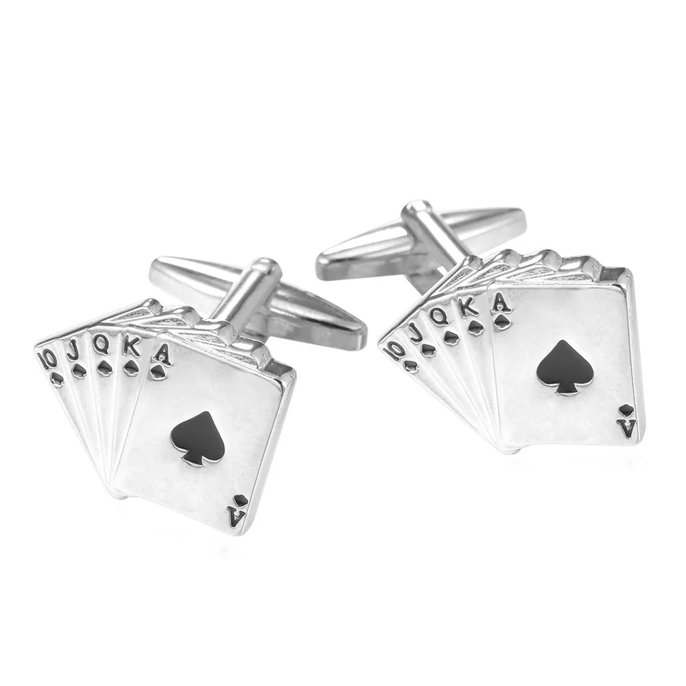 

Fashion Stainless Steel Mens Poker Cufflinks for Men Wedding French Shirt Cuff Buttons Accessaries Card Unique Cufflinks Gifts