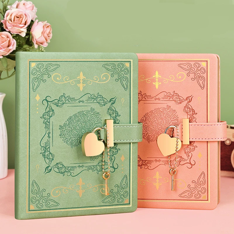 Carnet de notes avec mot de passe verrouillable en forme de cœur, idéal comme cadeau d'anniversaire, pour la conservation des mots de passe