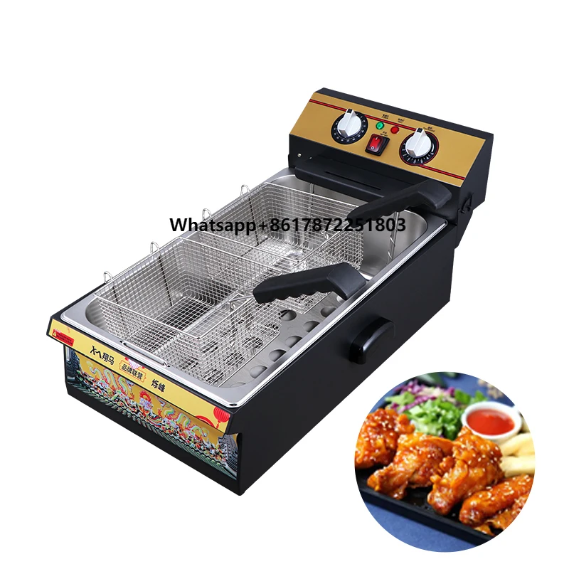 

20L Commercial Single cylinder electric fryer Double BasketsTable fryer