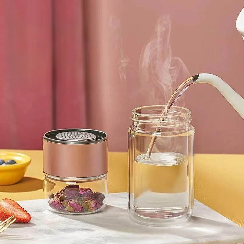 

2026 New High-End Tea Cup Glass Tea Water Separation Double Layered Office Insulated Cup Men's Style Women's Style Tea Brewin...
