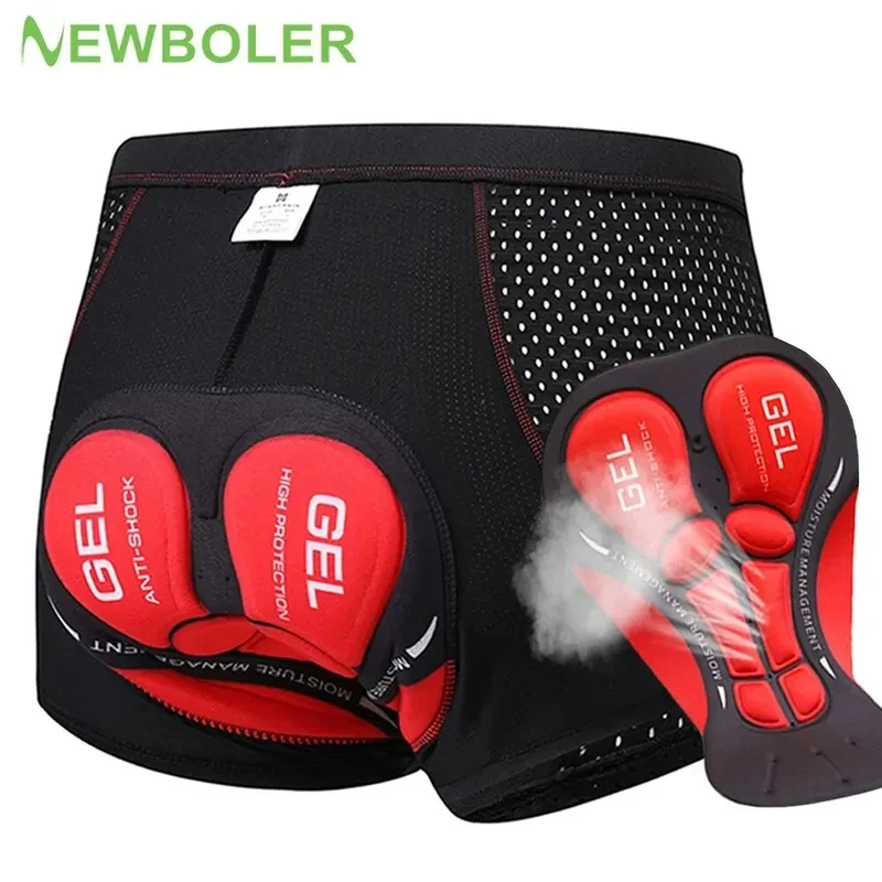 

NEWBOLER Men's MTB Cycling Shorts 5D Gel Padded, Breathable Mesh Quick-Dry Anti-Shock Bike Riding Shorts for Mountain Cycling