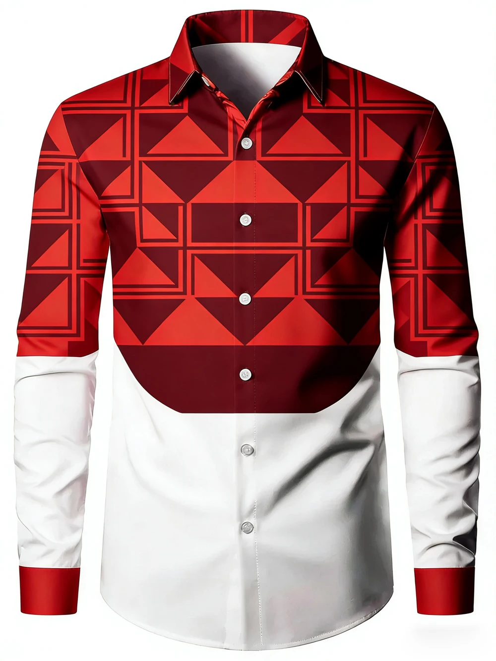 

New Simple Geometric Camouflage Pattern 3D Printed Shirt Hawaiian Vacation Casual Long-sleeved Lapel Shirt Men's Outdoor Party