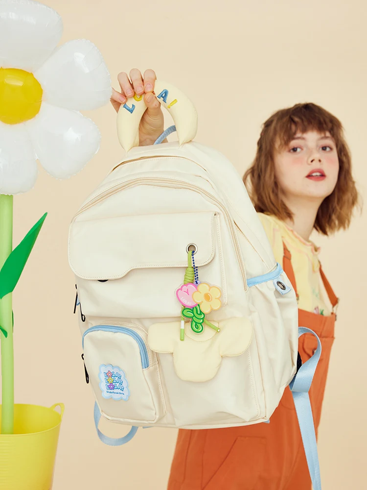  Design Cheese Travel Backpack Cute School Bag for Junior High And College Women Pressure Relief Shoulder System Waterproof