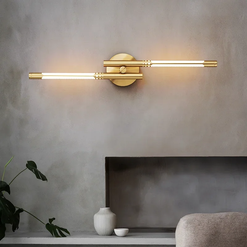 

Single/Double Modern Lamp Copper Head Wall LED Wall Light Bedroom Bedside Living room Background Minimalist Corridor Aisle