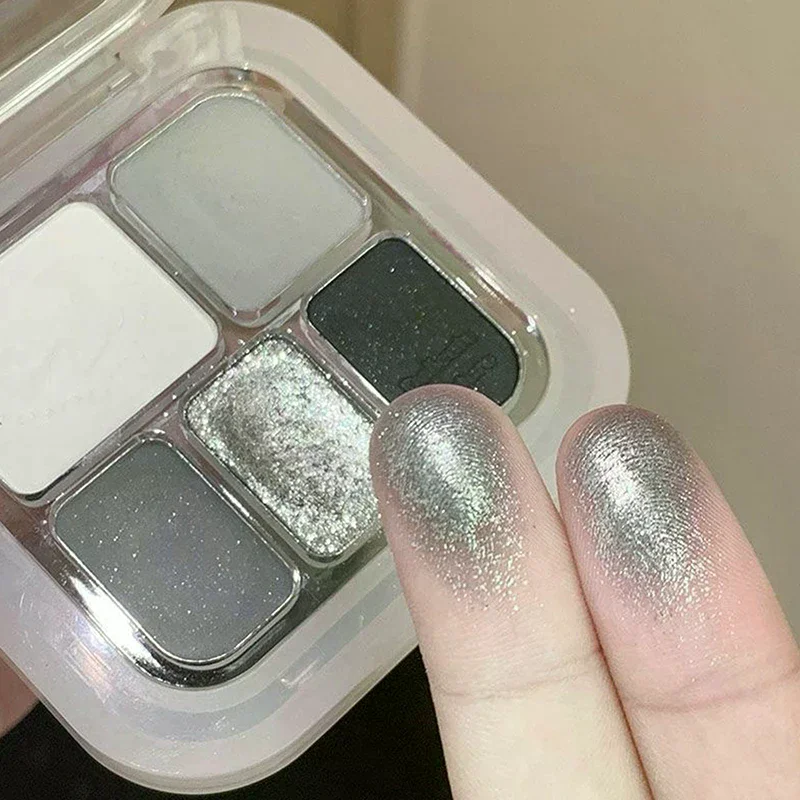Makeup Eyeshadow Matte 5-color Punk Smokey Eye Palette Silvery White Cement Gray Dark Black  Shimmer Lasting Party