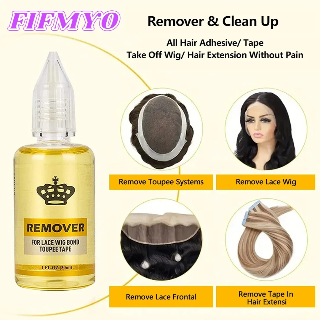 30 مللي مزيل أصفر للشعر المستعار الدانتيل شريط لاصق لاصق واضح مزيل المذيبات لصالون أو مزيل المنزل لنظام غراء شعر مستعار #5