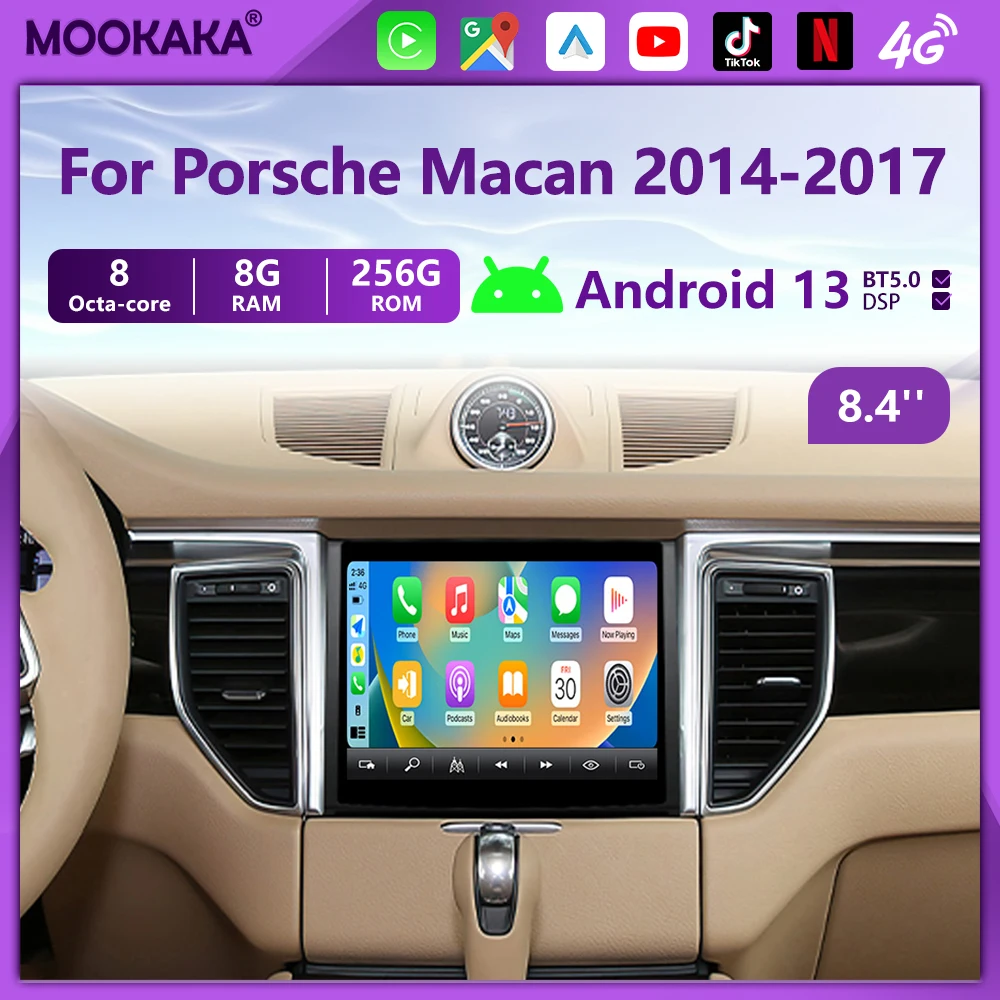 For Porsche Macan 2014 2015-2017 8.4'' Touch Screen Car Radio Andriod Screen Navigation Carplay DSP BT Multimedia Player 4G WIFI