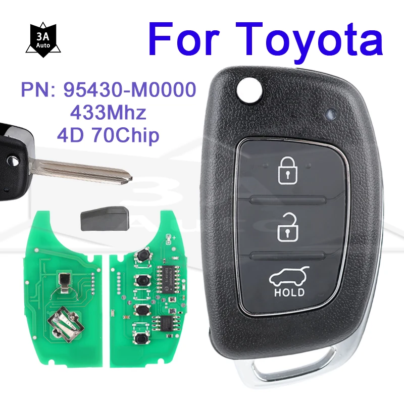 Flip Remote Car Key 433MZ 4D70Chip For Hyundai Creta 2016 Folding Control Smart Key Part number 95430-M0000 FOB 3 Buttons