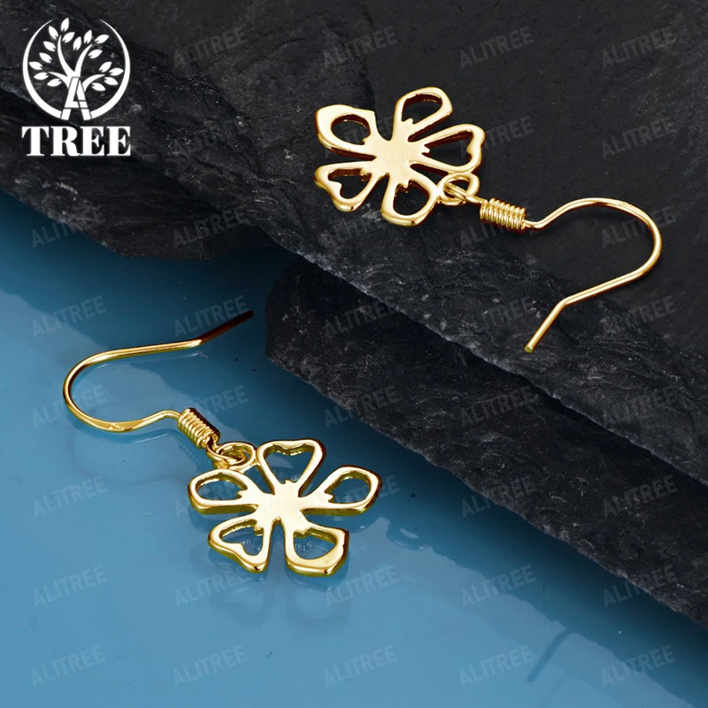 

Fine High Quality 18K Gold Flower Drop Earrings Women Engagement Wedding Party Gift Fashion Charm Jewelry New Accessories