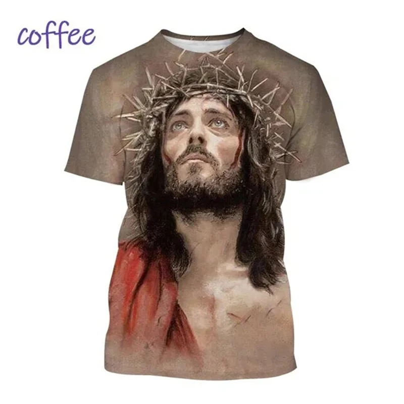 جديد كريستيان كروس موضة ثلاثية الأبعاد تي شيرت حول يسوع المسيح يحب الجميع المسيحية النساء الرجال تي شيرت رخيصة تنفس تيز #5