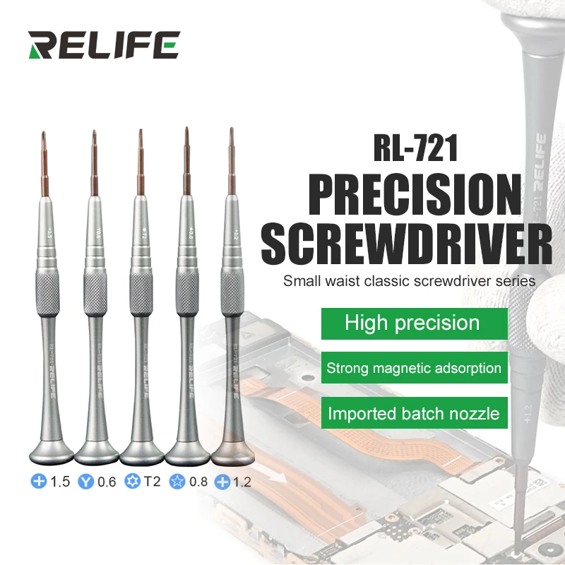 

RELIFE RL-721 Precision Screwdriver for IPhone Android Mobile Phone Repair Opening Screwdriver Set with Magnetic Open Hand Tools